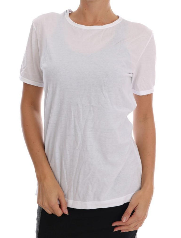 White Cotton Logo Crewneck T-Shirt