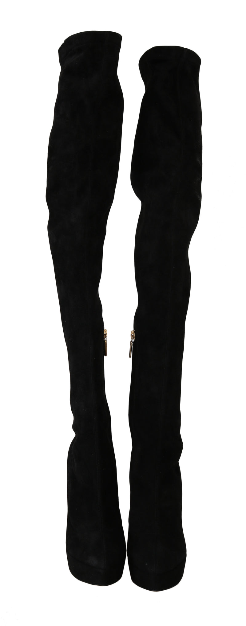 Black Suede Leather Over Knee Boots