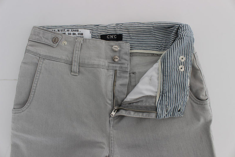 Gray Cotton Blend Super Slim Fit Jeans