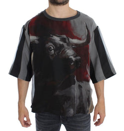 Bull Torero Gray Silk Crewneck T-shirt