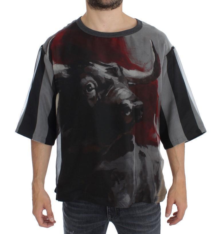 Bull Torero Gray Silk Crewneck T-shirt