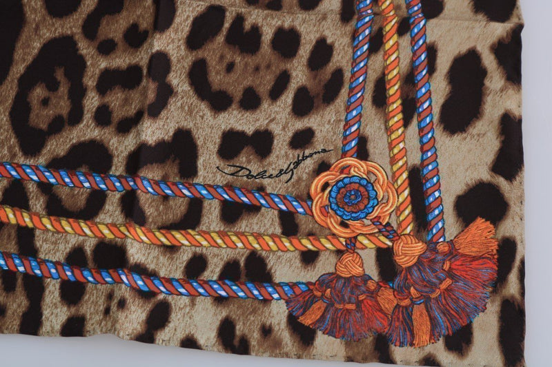 Brown Leopard Silk Scarf