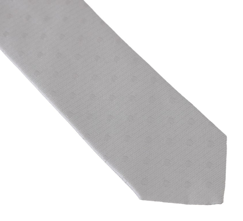 Gray Silk Polka Dot Print Tie
