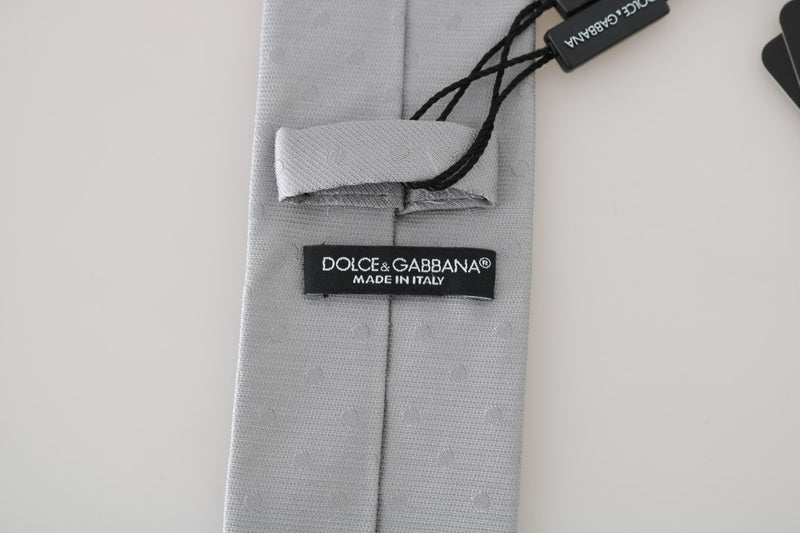 Gray Silk Polka Dot Print Tie