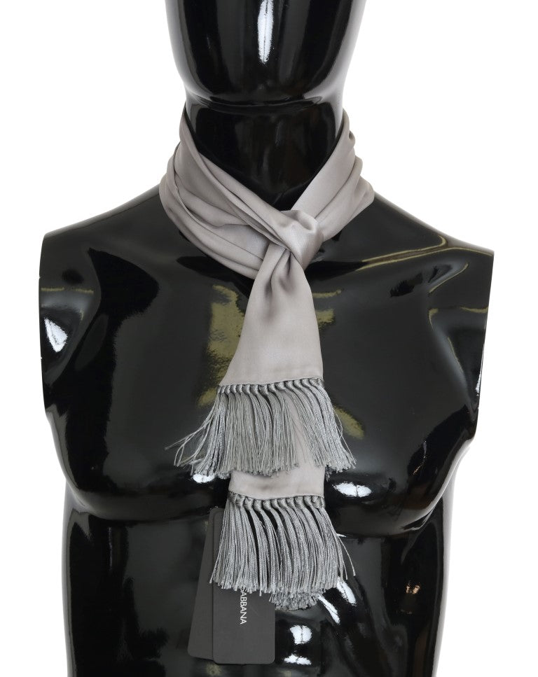 Gray 100% Silk Solid Scarf