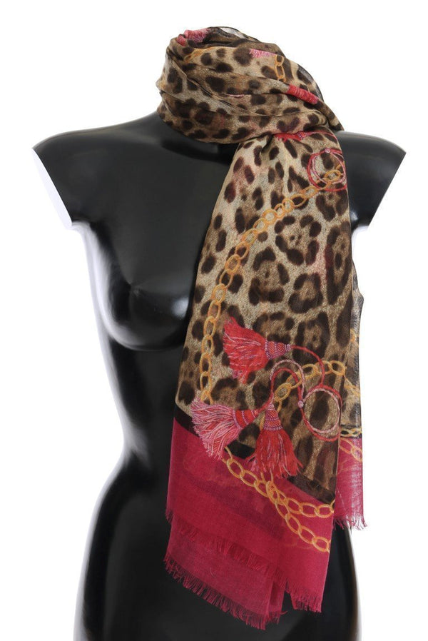 Pink Leopard Silk Cashmere Scarf