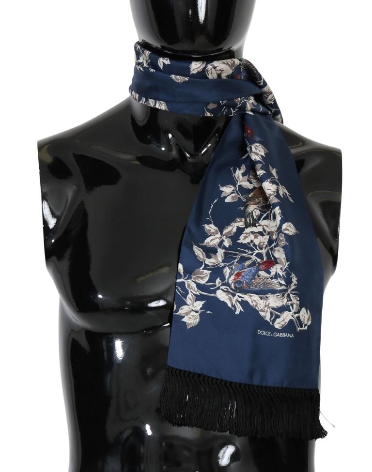 Blue Silk Bird Scarf