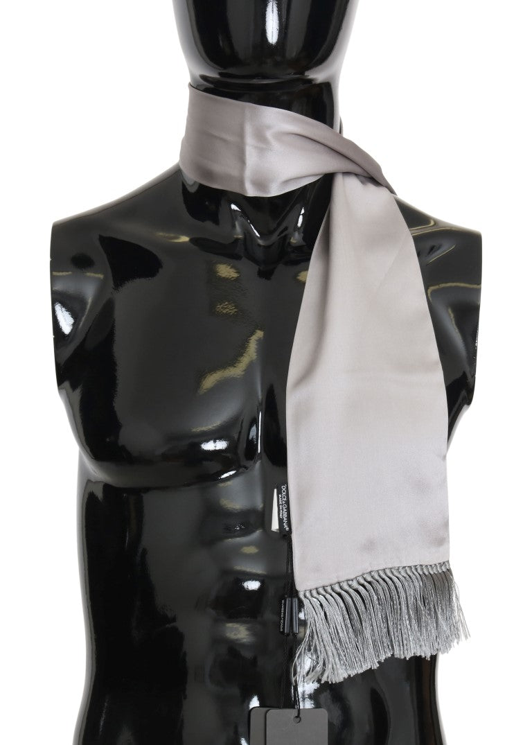 Gray 100% Silk Solid Scarf