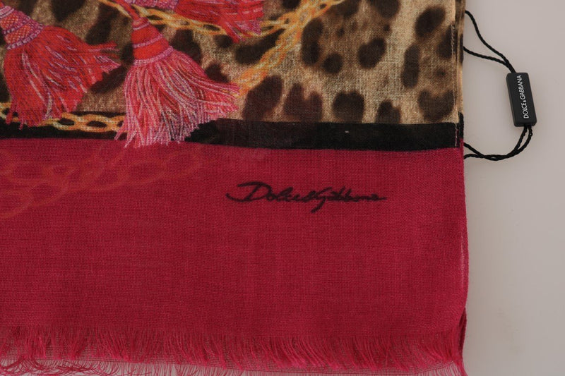 Pink Leopard Silk Cashmere Scarf