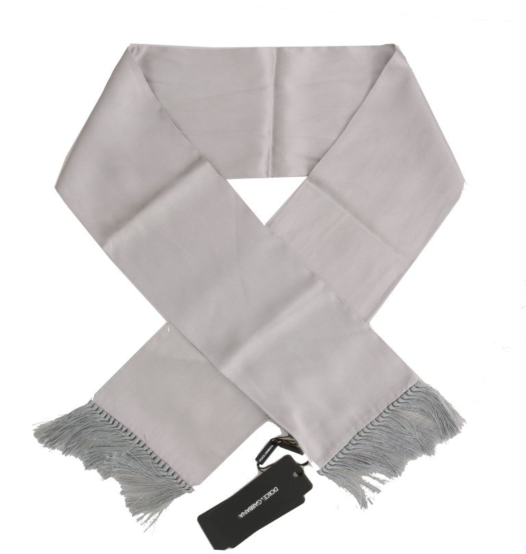 Gray 100% Silk Solid Scarf