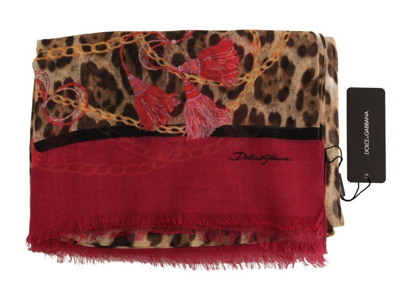 Pink Leopard Silk Cashmere Scarf