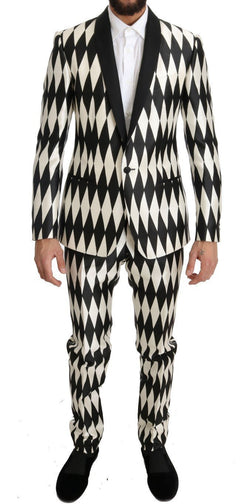 Black White Silk MARTINI Slim Fit Suit