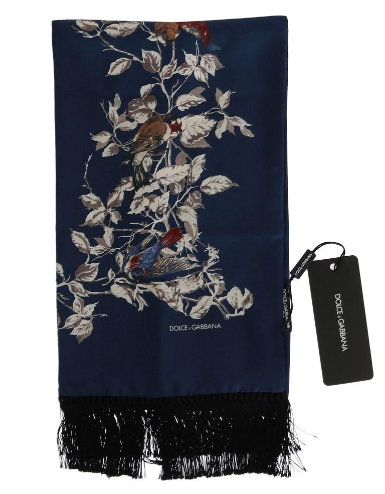 Blue Silk Bird Scarf