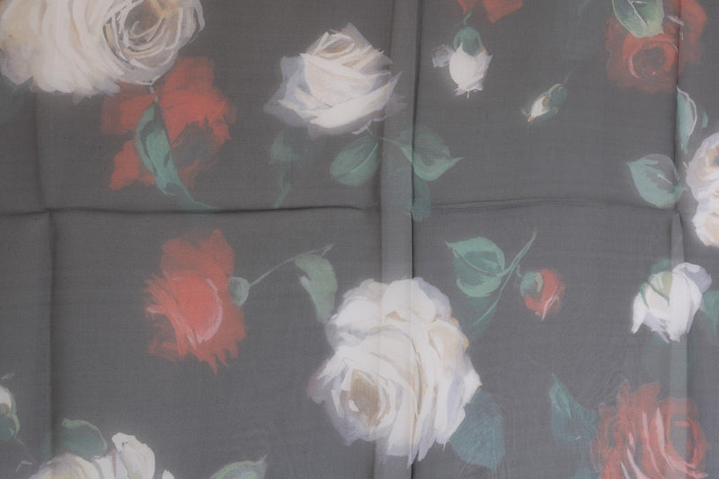 Red Roses Silk Floral Print Scarf
