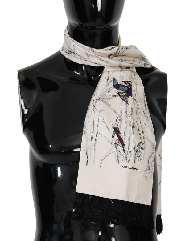 White Silk Bird Scarf