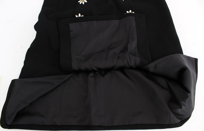 Black Stretch A-Line Shift Crystal Dress
