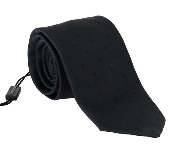 Dark Gray Silk Polka Dot Print Tie