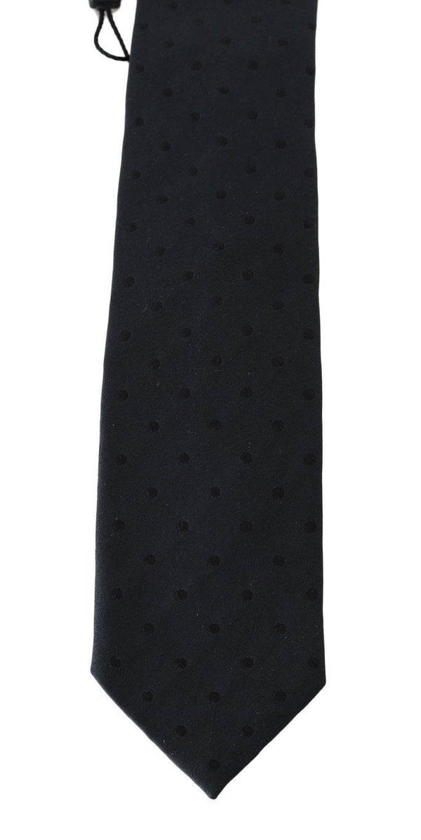 Dark Gray Silk Polka Dot Print Tie