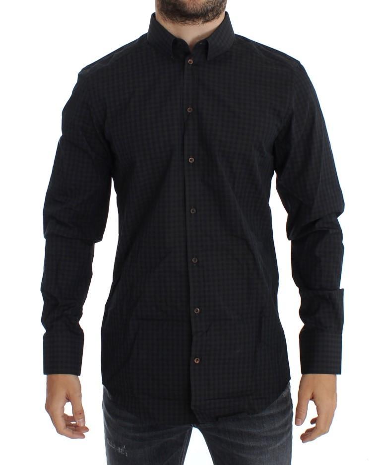 Brown Blue Checkered GOLD Slim Fit Casual Shirt