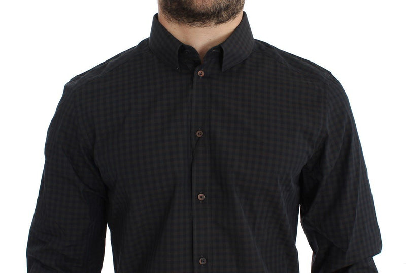 Brown Blue Checkered GOLD Slim Fit Casual Shirt