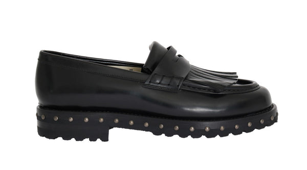 Black Leather Platform Loafers