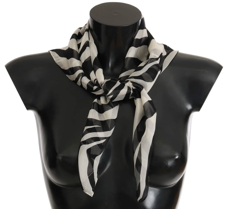 Black White Zebra Print Silk Scarf