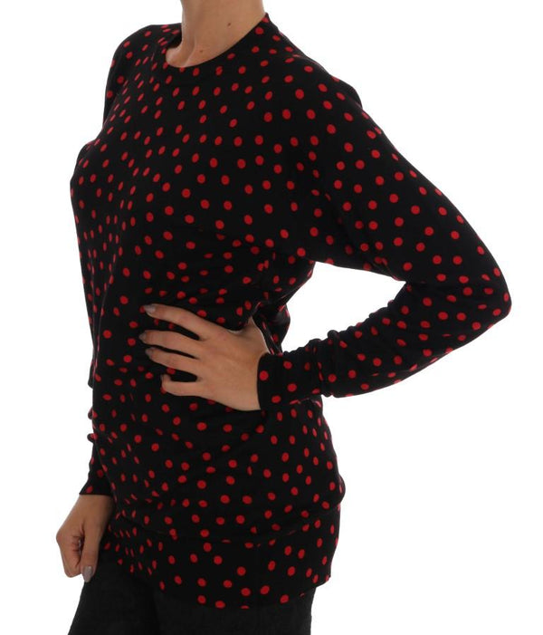 Black Wool Polka Dot Pullover Sweater