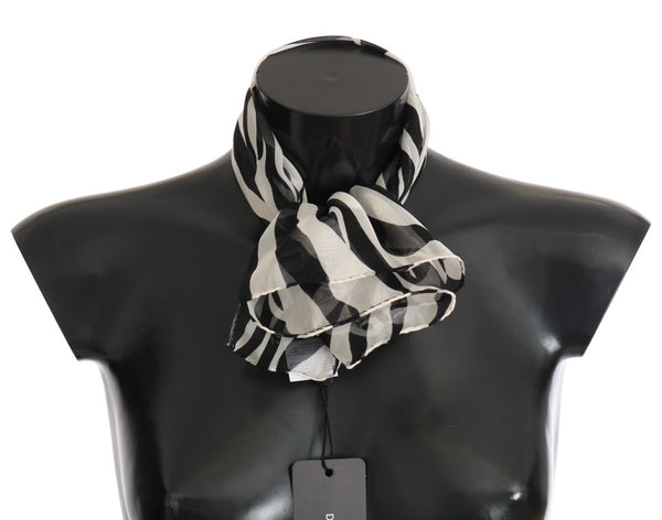 Black White Zebra Print Silk Scarf