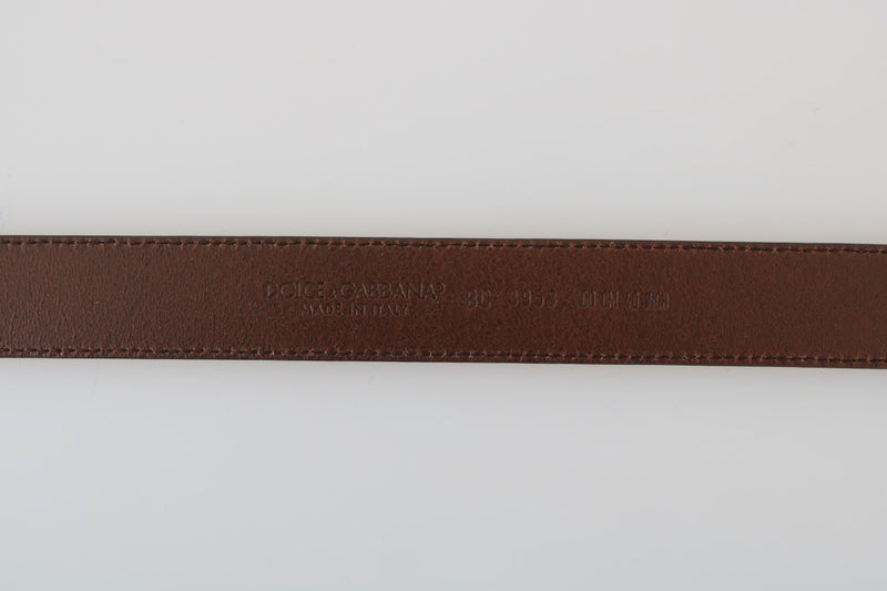 Brown Leather Gray Vintage Buckle Belt