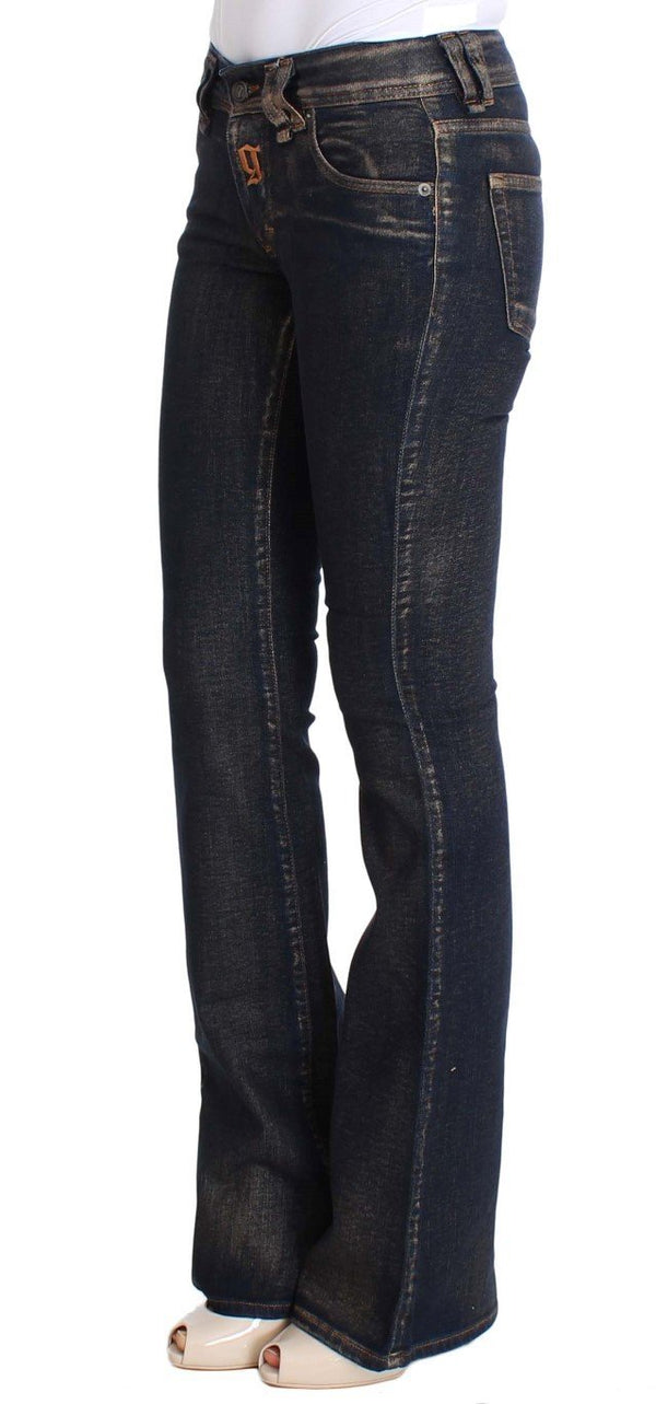 Blue Dark Cotton Stretch Flare Bootcut Jeans