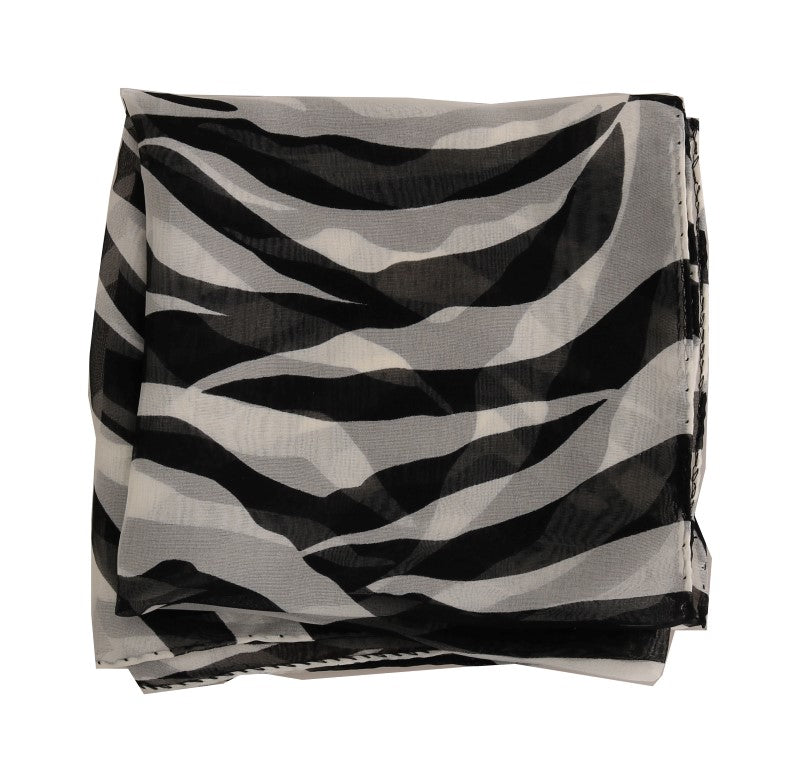 Black White Zebra Print Silk Scarf