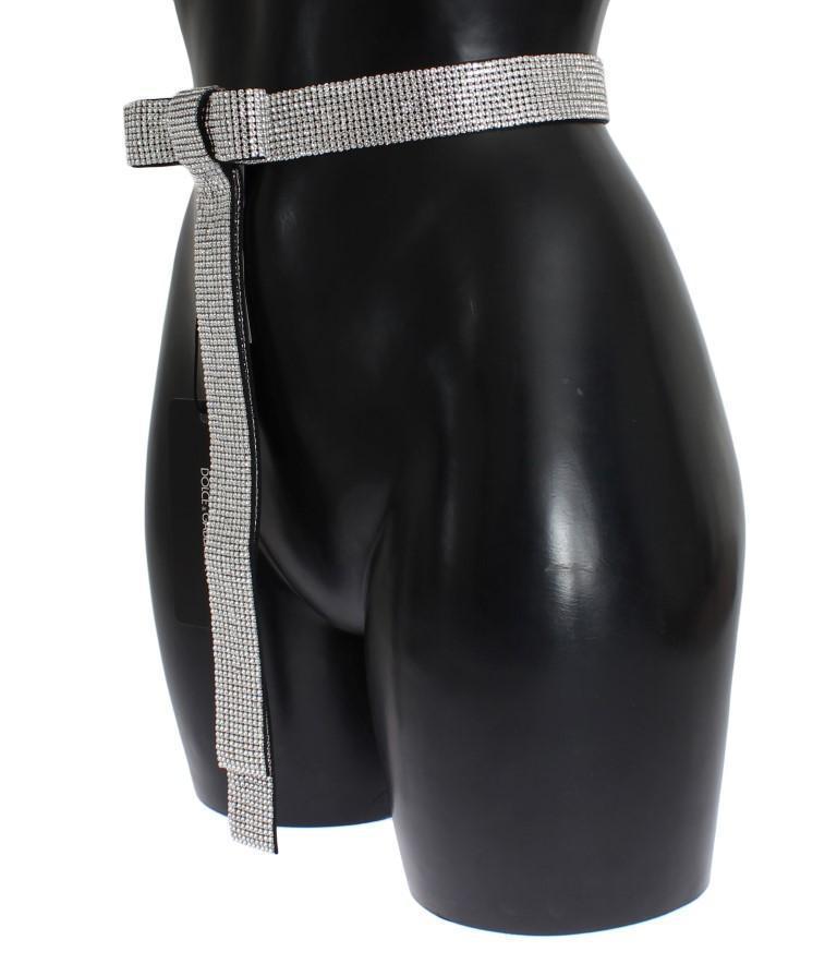 Black Silk Clear Crystal Waist Belt