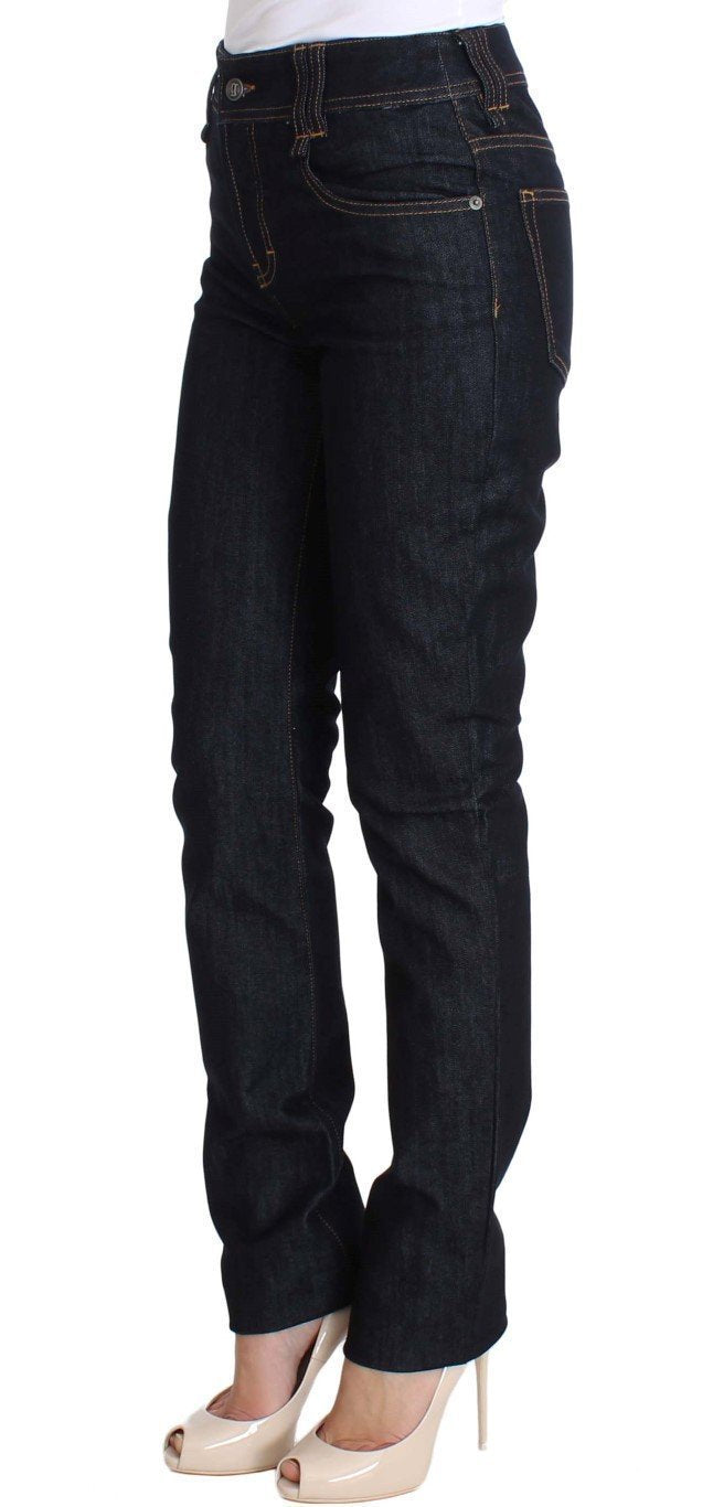 Blue Regular Fit Sequined Cotton Denim Jeans