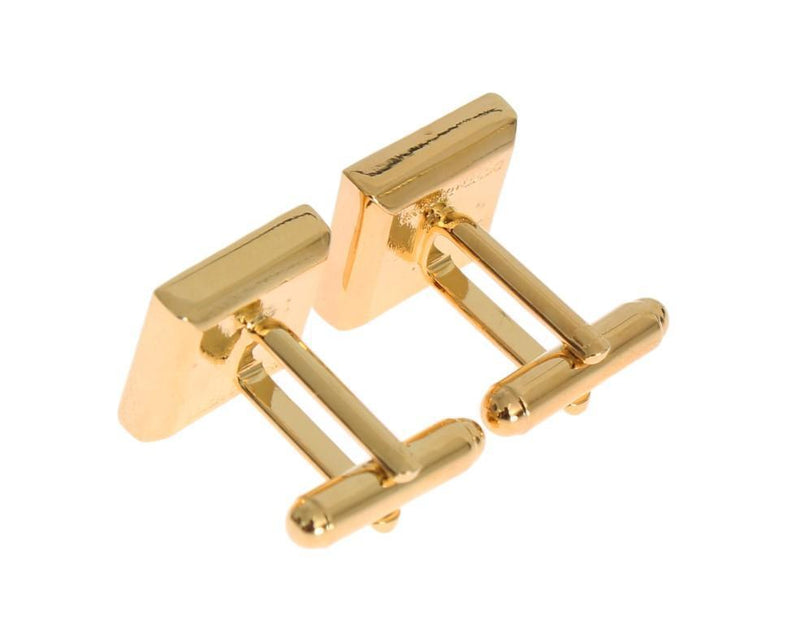 Gold Brass Clear Green Crystal Cufflinks