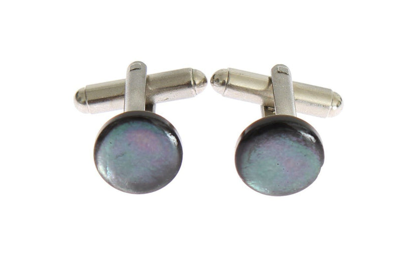 Silver Brass Round Cufflinks