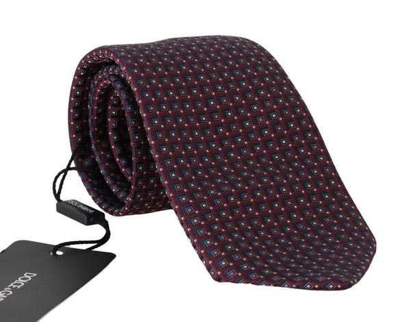Bordeaux Silk Blue Pattern Wide Tie