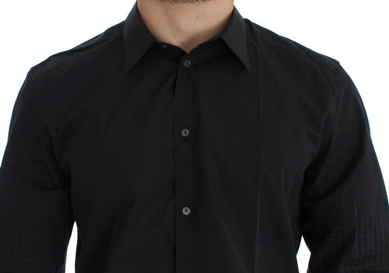 Black Checkered Slim Fit GOLD Casual Shirt