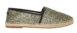 Gold Sequined Logo Loafers Espadrilles