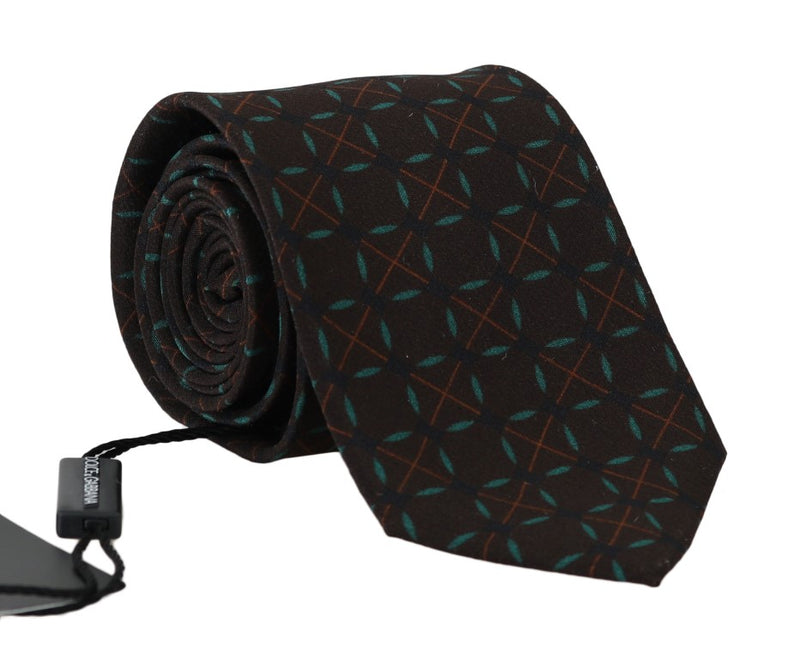 Brown Silk Patterned Classic Tie