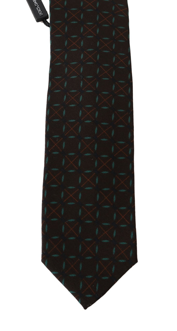 Brown Silk Patterned Classic Tie
