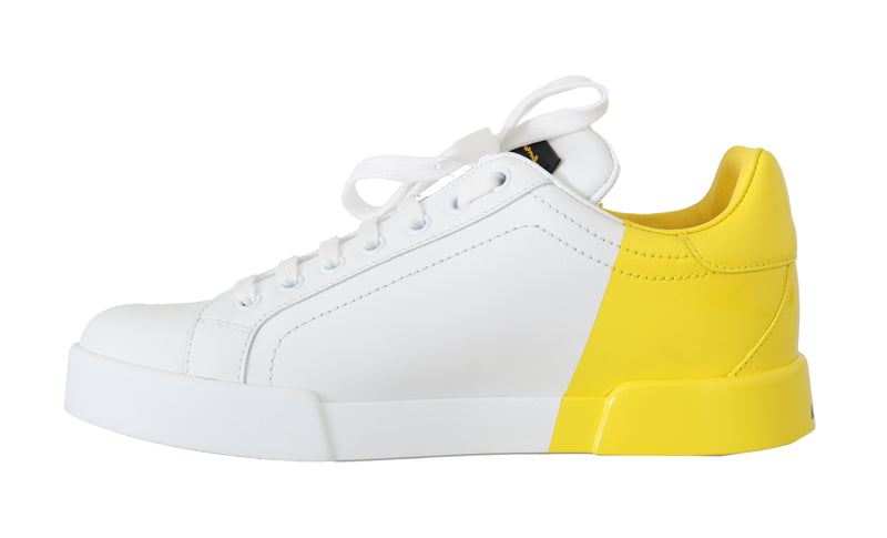 Yellow White Black Logo Leather Women