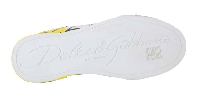 Yellow White Black Logo Leather Women