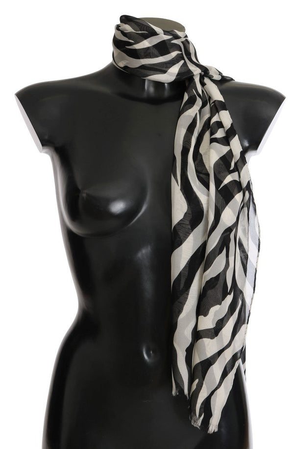 Black White Zebra Print Scarf