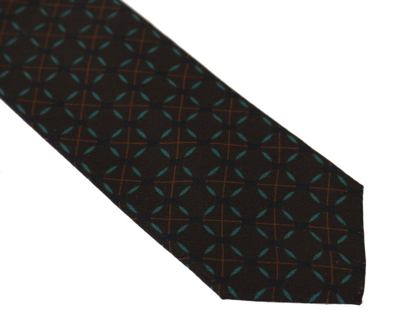 Brown Silk Patterned Classic Tie