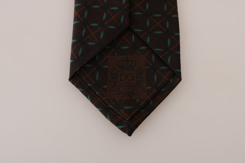 Brown Silk Patterned Classic Tie