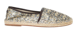Gold Silver Sequined Logo Espadrilles