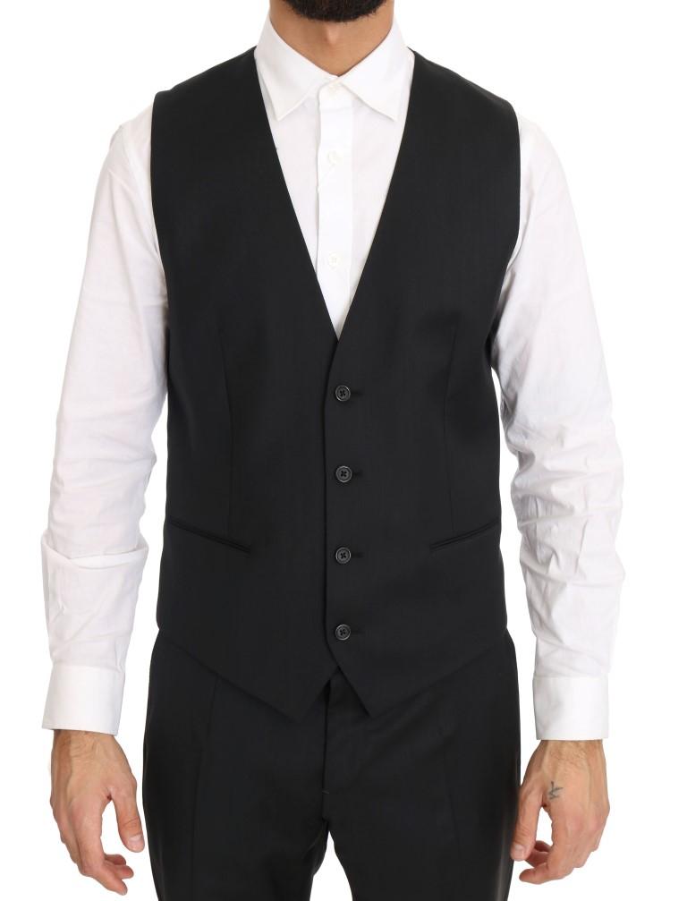 Black Wool Crystal Slim Fit 3 Piece Suit