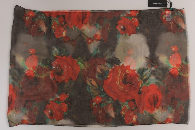 Red Roses Silk Floral Print