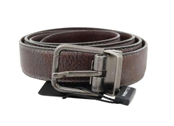 Brown Vintage Leather Silver Buckle Belt