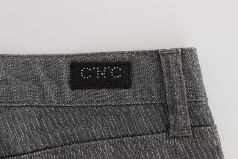 Gray Cotton Blend Slim Fit Jeans